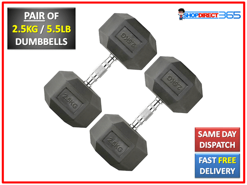 Hex Dumbbells Set Pair Ergo Iron Hand Weights Rubber Encased Hexagonal Gym 36-6 - Picture 7 of 26