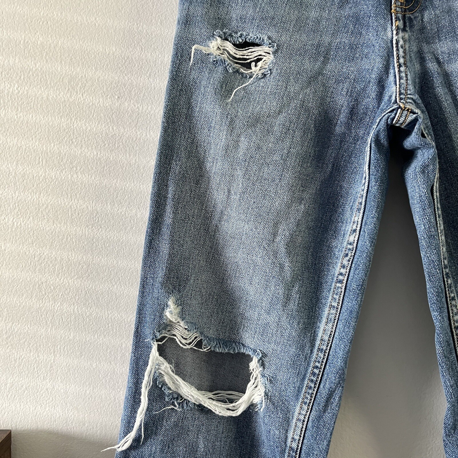 Zara Basic Distressed High Waisted High Rise Ripp… - image 8