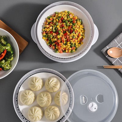 Tier Microwave Steamer Round Healthy Vegetable Fish Pasta Rice Steamer With Lid