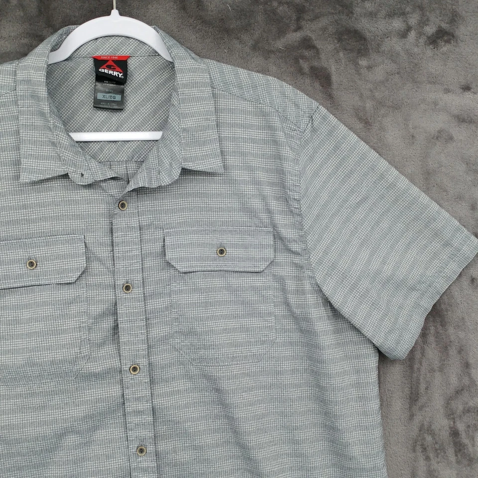 Gerry открытый кнопка вверх рубашка кемпинг туризм серый клетку размер XL короткий рукав - Изображение 2 из 4