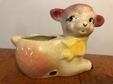 Vintage USA Shawnee Pottery Laying Easter Lamb Sheep Planter