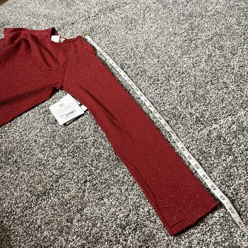 Athleta Girl Power Up Shimmer Sparkle Top Long Holiday Red Silver XXL 16- NWT - Picture 8 of 12