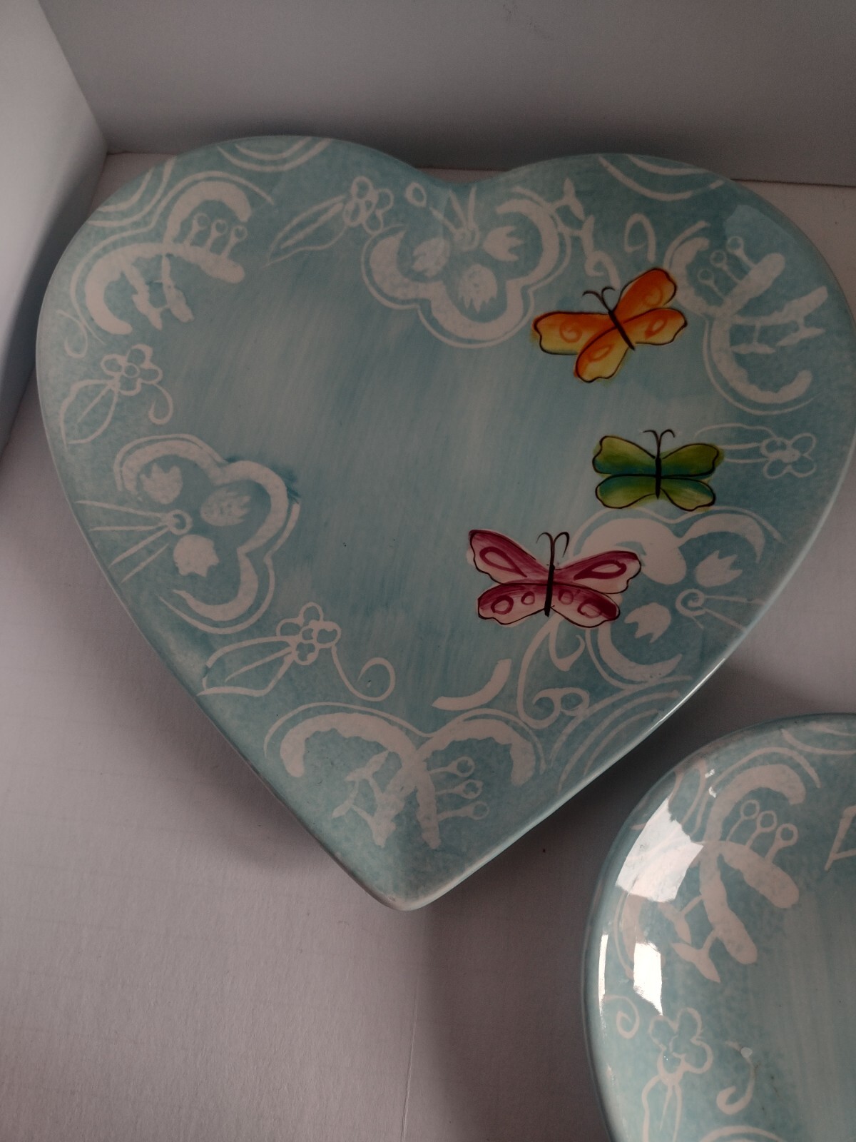 Laurie Gates Melanie’s Butterfly Heart Shaped Lunch Dinner Plate 3 Sold Separate