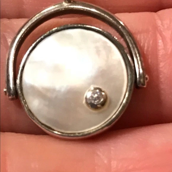 Collar Silpada N2722 Flip of a Coin madreperla circonita cúbica plata de ley Foto 3 de 4