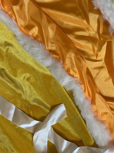 Unisex Hooded Faux Fur Accent Cosplay Orange Cape One Size Halloween Costume - Picture 5 of 6
