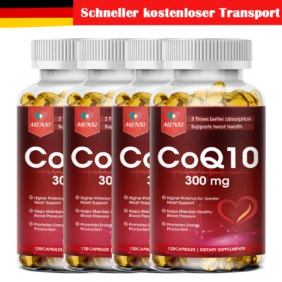 MENXI Coenzym Q10 hochdosiert 300mg Tagesportion 120/240/480 Kapseln für 2 Monate
