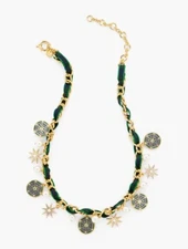 NWT TALBOTS BLACK WATCH PLAID CHARM NECKLACE SRP $89.50