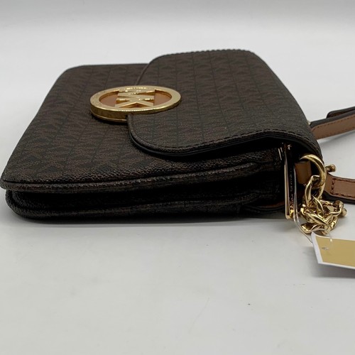 Michael Kors Brown PVC Fulton Gusset Crossbody Bag - Picture 4 of 11