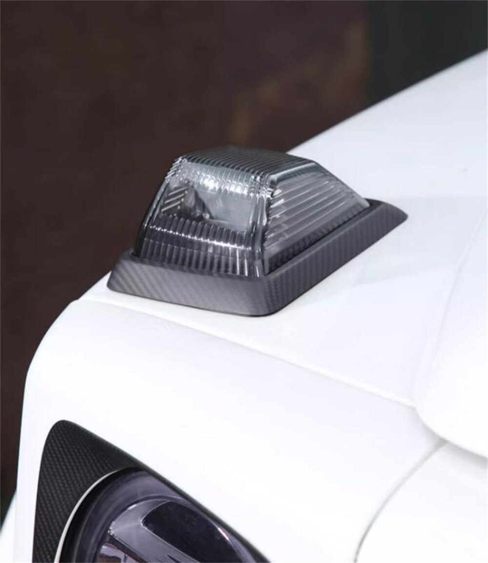 Matte Carbon Front Hood Turn Signal Light Trim For Benz G Class