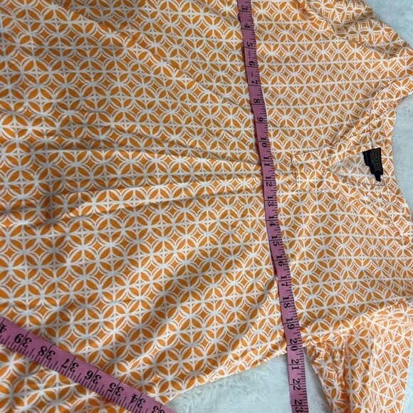 Pendleton geometric orange cotton split neck blou… - image 6