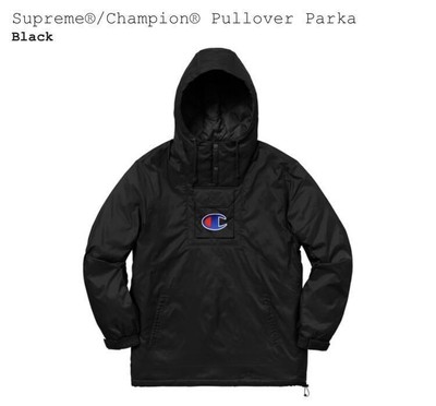 18SS New Supreme Champion Pullover Parka BLACK S Size Supreme 
