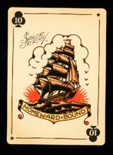 1 x modern playing card Sailor Jerry Tattoo Ship Homeward Bound 10 of Clubs R088