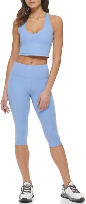 DKNY Sport Women Blue Balance Compression High Waist Pedal Pusher Leggings Sz XS