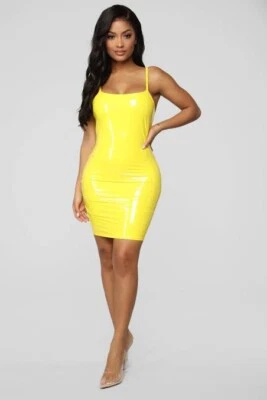 yellow latex dress