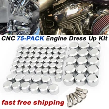 Chrome 75X Engine Bolt Caps Cover Kit For Harley Touring Road King Street Glide