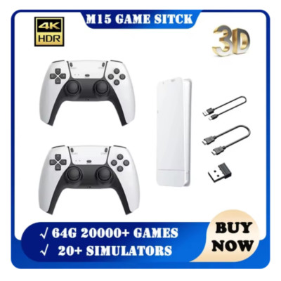 M15 40000+4K HDMI TV Video Game Stick Retro Gaming Console 2 Wireless Controller