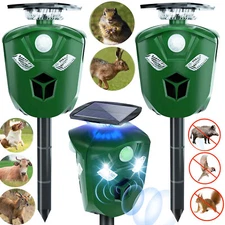 2 Packs Solar 360° Ultrasonic Animal Sensor Repeller Cat Skunk Deer Repellent