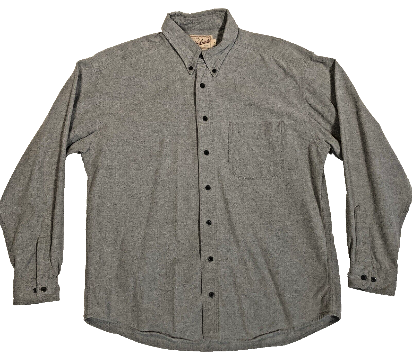 Vintage Woolrich Shirt Mens Large Gray 100% Cotton Flannel Made In USA Outdoor