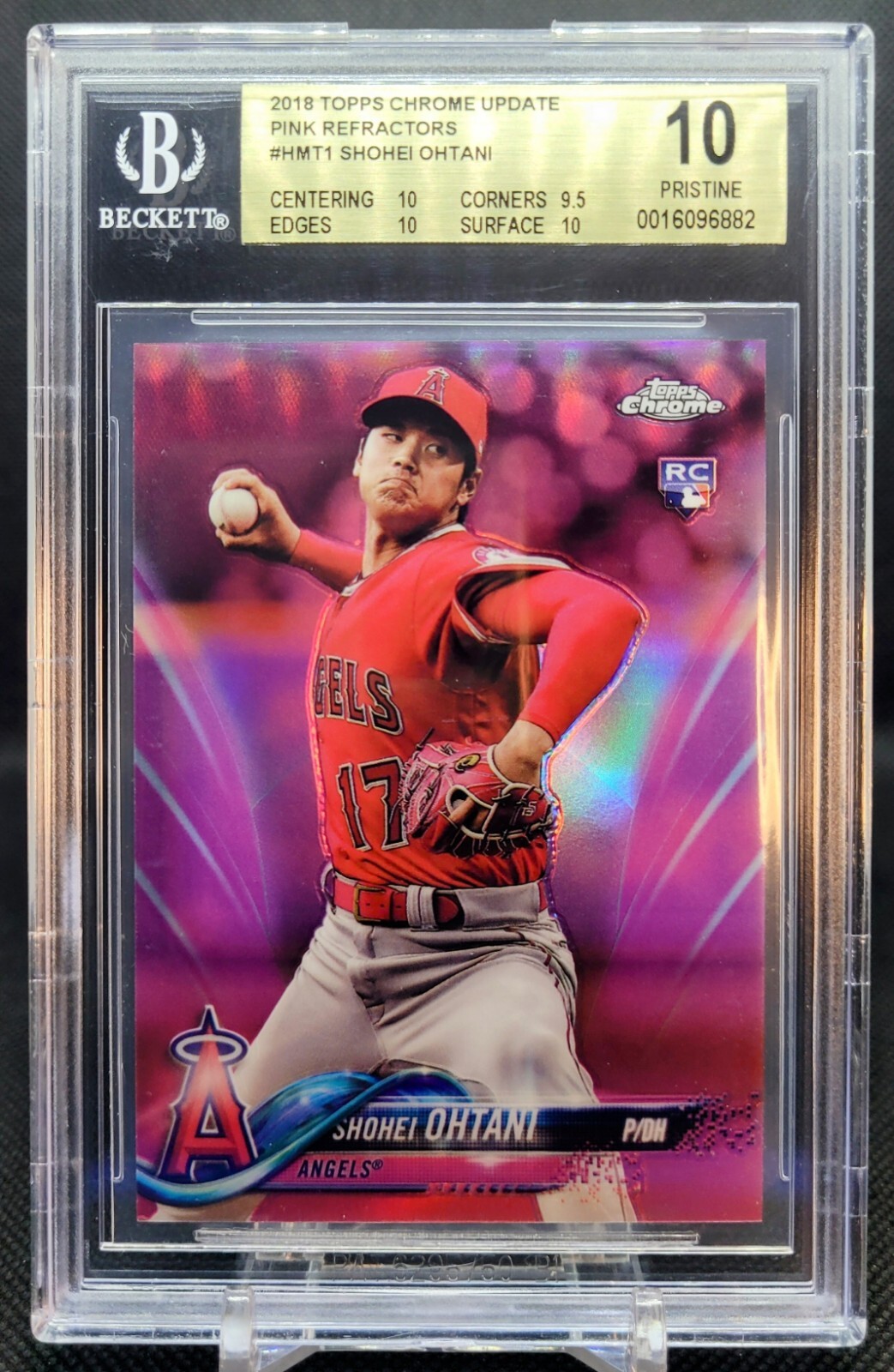 2018 Topps Chrome Update PINK REFRACTOR SHOHEI OHTANI RC Rookie #HMT1 BGS 10