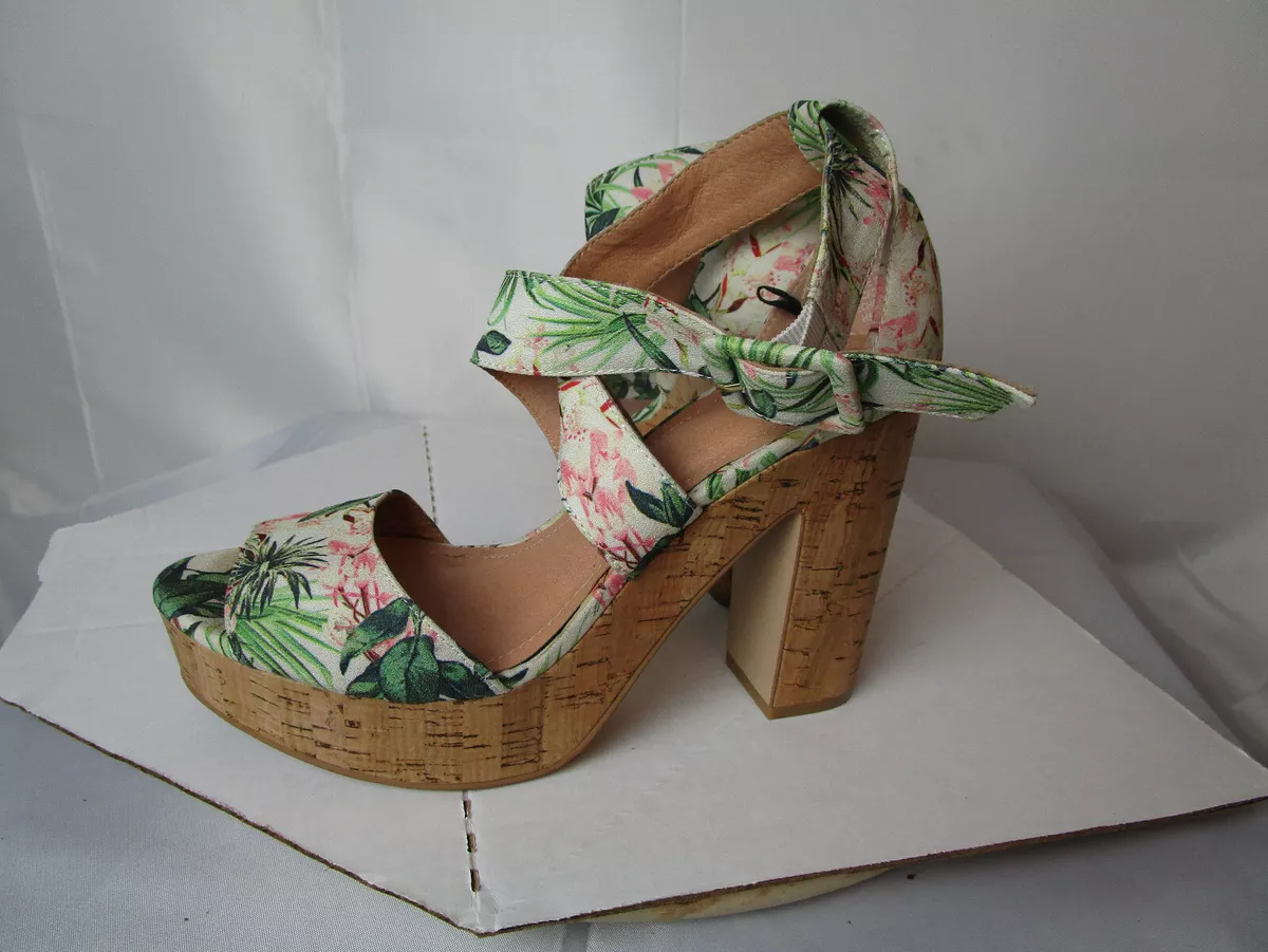 Regeneración relé Presunto H&amp;M Floral Wedge Heel Platform Sandals Cork Heel Size 7, Wide ankle  strap | eBay