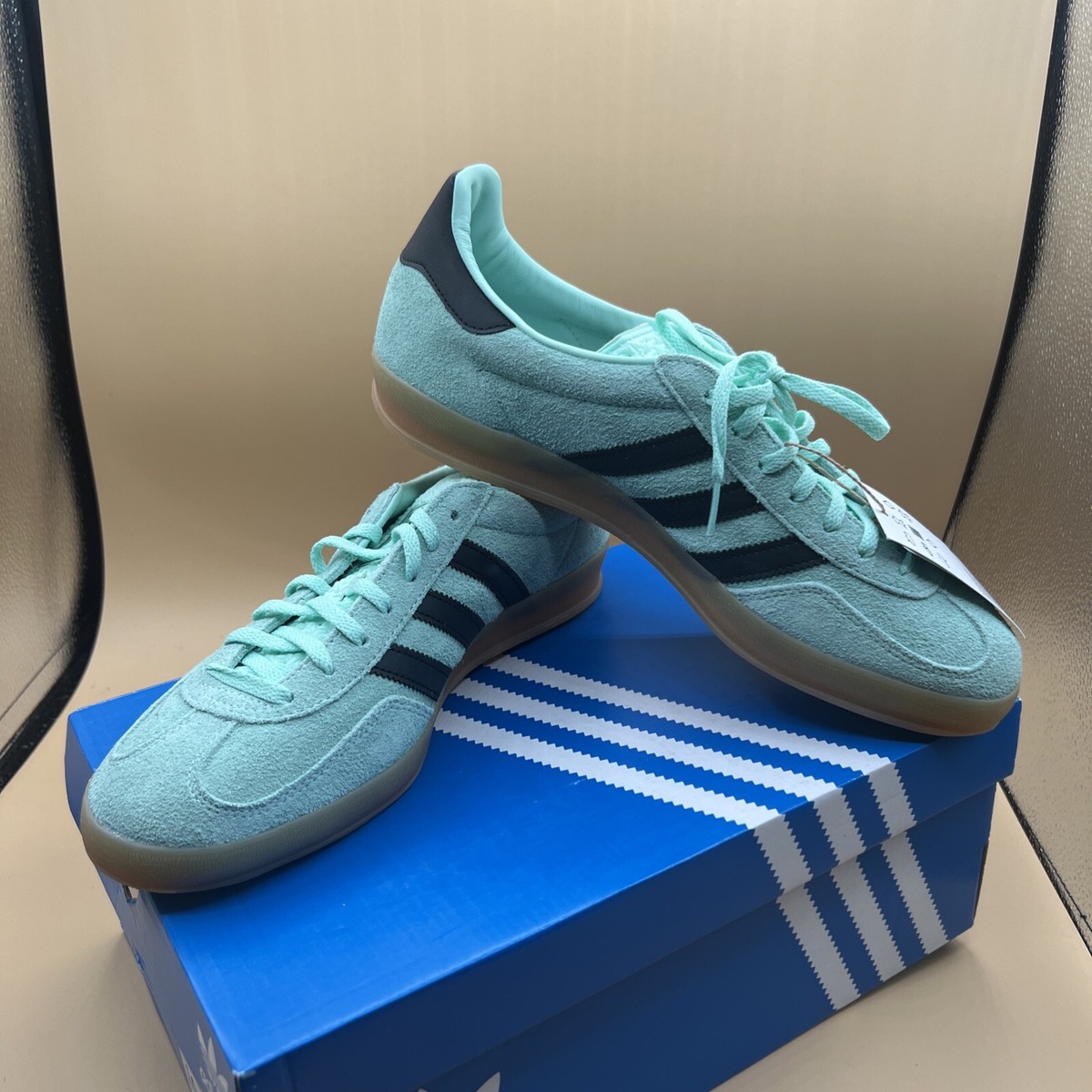 Size 10.5 - adidas Gazelle Indoor Clear Mint Black Gum for sale