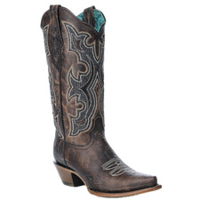 Corral Ladies Embroidery  Overlay Brown Western Boots Z5289