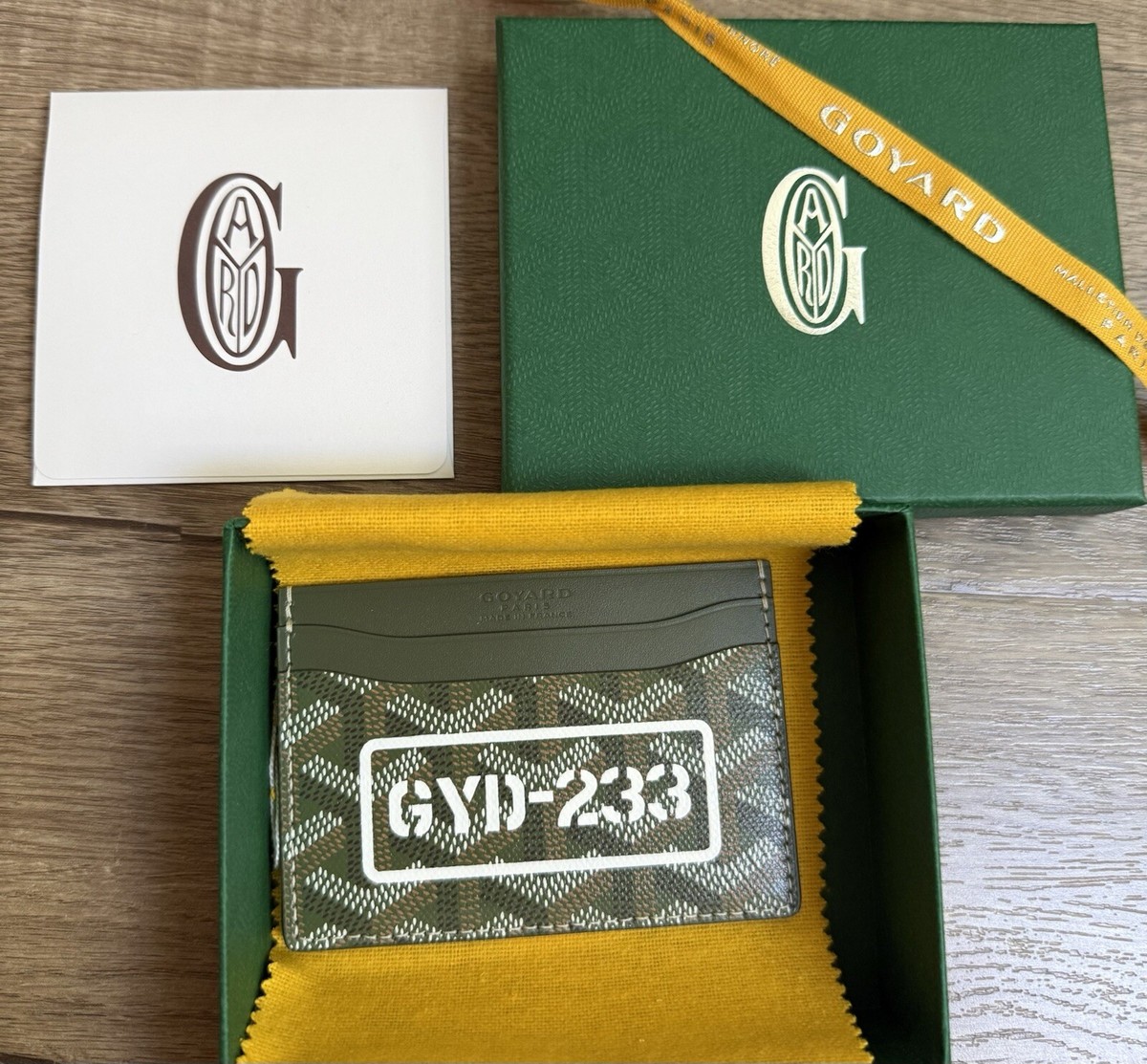New Goyard Khaki Green Acres Saint-Sulpice Card Holder Limited