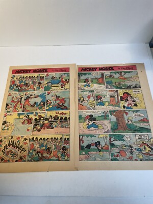 Disney newspaper comic strip lot Of 2 Goofy , Mickey Mouse!