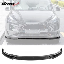 Fits 20-25 Tesla Model Y Gloss Black Front Bumper Lip Spoiler IKON Style PP 3PCS