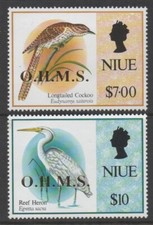 Niue 1994 Birds - 1 Sep Additions to 1993 Issues set of 2 Overprinted OHMS MUH