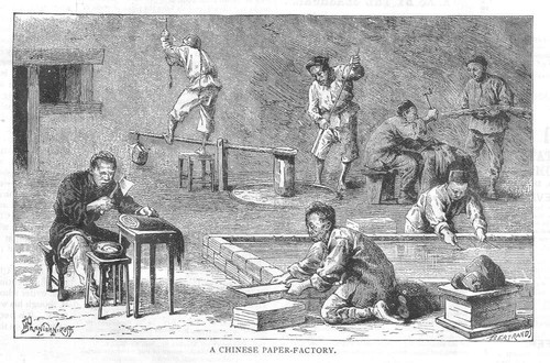 A Chinese Paper Factory - by Pranishnikoff - 1886 Historical Print - Picture 1 of 2