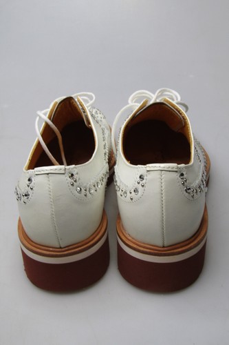 Womens Paciotti 308 Madison White Rhinestones Leather Oxford Wingtip Shoes Sz 35 - Picture 4 of 8