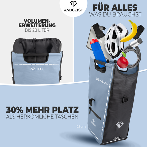 RADGEIST Shopper Fahrradtasche für Gepäckträgertasche 25L blau - Bild 3 von 7