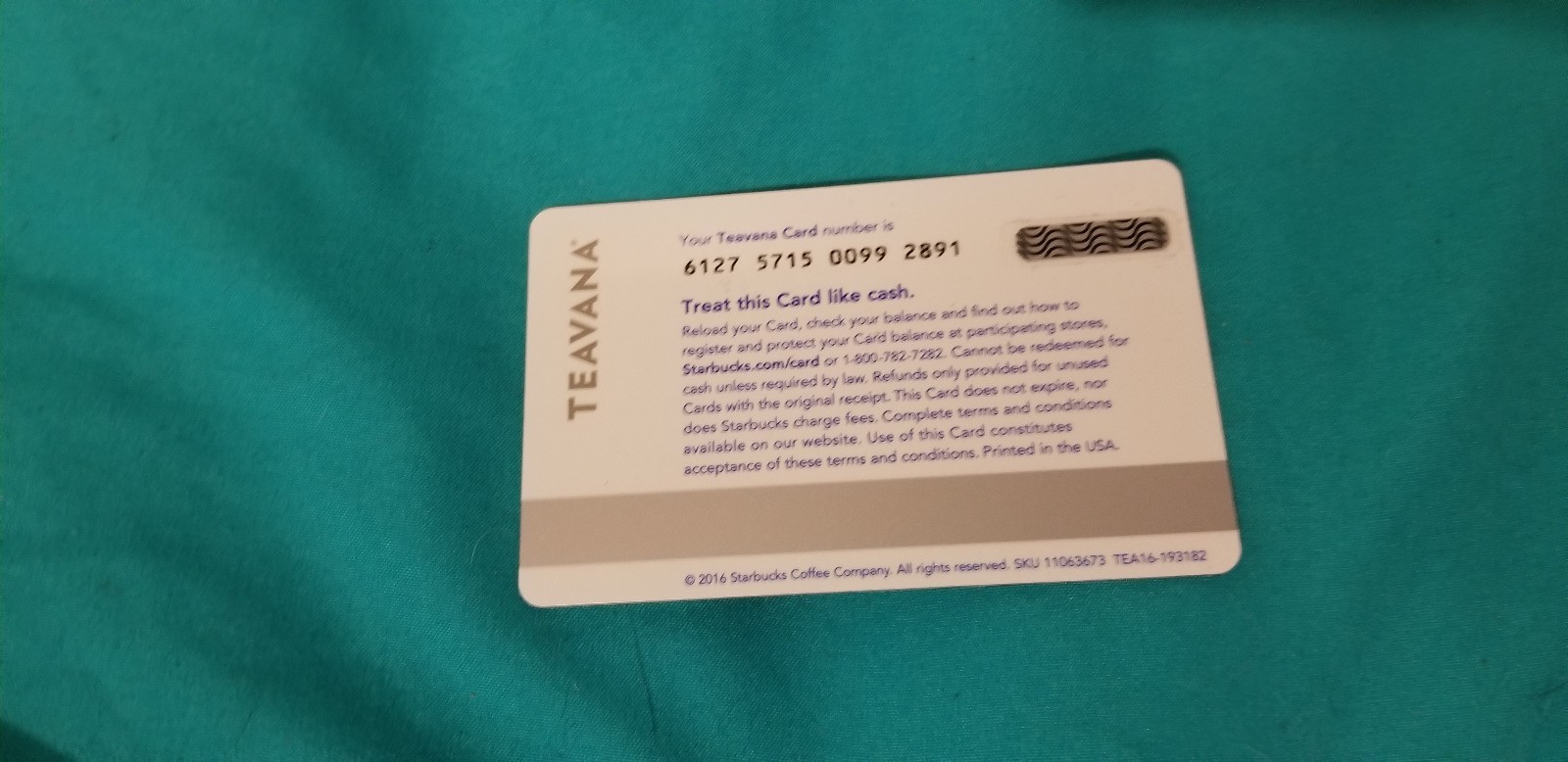 TEAVANA STARBUCKS 2016 GIFT CARD NEWTVNA STYLE