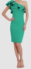Eliza J Womens Green Ruffled One-Shoulder Dress Size 10