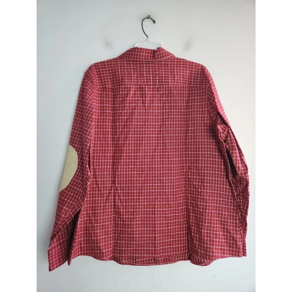 Denim & Co. Mujeres Rojo Blanco Cuadros con Borde de Cuero Cremallera Completa Algodón Chaqueta talla 1X Foto 3 de 4