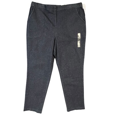 Croft & Barrow Jeans Pull On Super Dark Blue Denim NEW Straight XL Slimming