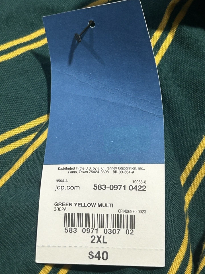 Camiseta manga larga The Foundry 2XL para hombre grande alta a rayas verdes Foto 4 de 4