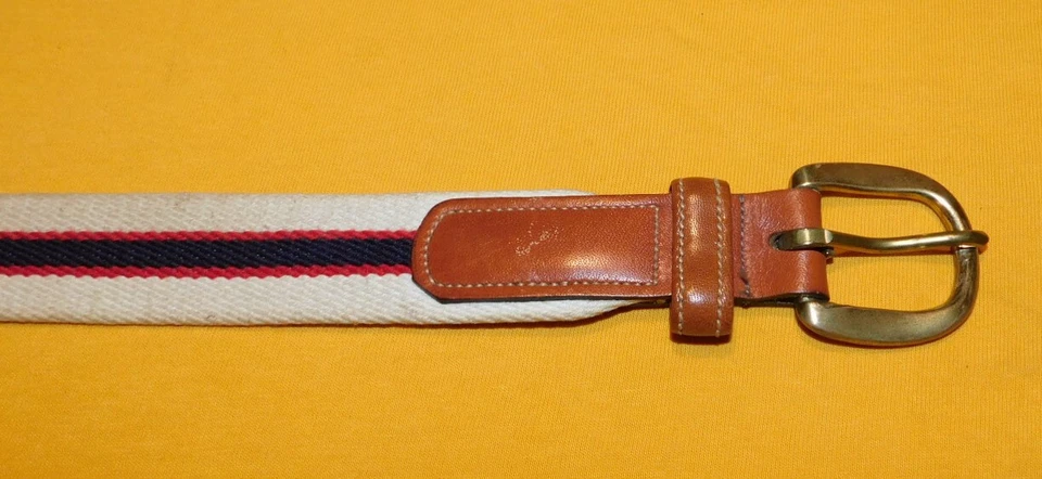 DOONEY & BOURKE OFF WHITE/NEGRO/ROJO LONA CON LENGÜETAS DE CUERO CINTURÓN TALLA 40/100cm. Foto 2 de 4