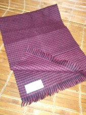 VTG Esquire 100% AUSTRALIAN WOOL Scarf Black/Burgundy Plaid - Made in USA