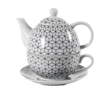 SET TEIERA TISANIERA + TAZZA PIATTO SERVIZIO TISANE PORCELLANA CERAMICA 16 cm