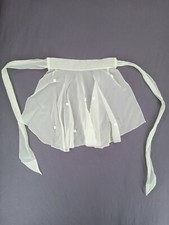 VTG MCM Sheer Whimsical Green White Daises Baking Cooking Half Apron Kitchen