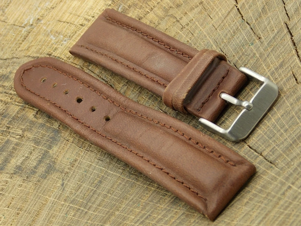 Lorus Vintage 22mm Brown Leather w Silver Tone Buckle Watch Band NOS Unused - Image 3 of 4