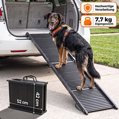 Hunderampe Auto 4-fach Klappbar 80 kg Rutschfest Faltbar Kompakt 160x40 cm