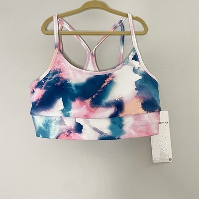 Layer 8 Strappy Sports Bra Watercolor Tie-dye Size Small NWT Pink Blue