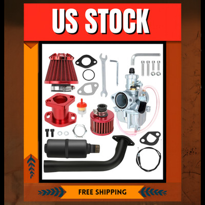 NEW VM22 Carburetor Exhaust Header Muffler Stage 2 Kit Predator 212cc 224cc 196c