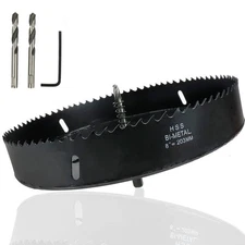 Hole Saw 8-inch Metal Hole Saw Kit Set Bi-Metal Hole Cutter Drill Bit with Sh...