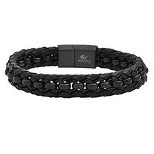 Men's Braided Genuine Leather Rolo Bracelet Black
