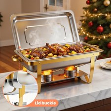 2 Pack 9L Chafing Dish Buffet Set Stainless Steel Rectangular Food Warmer