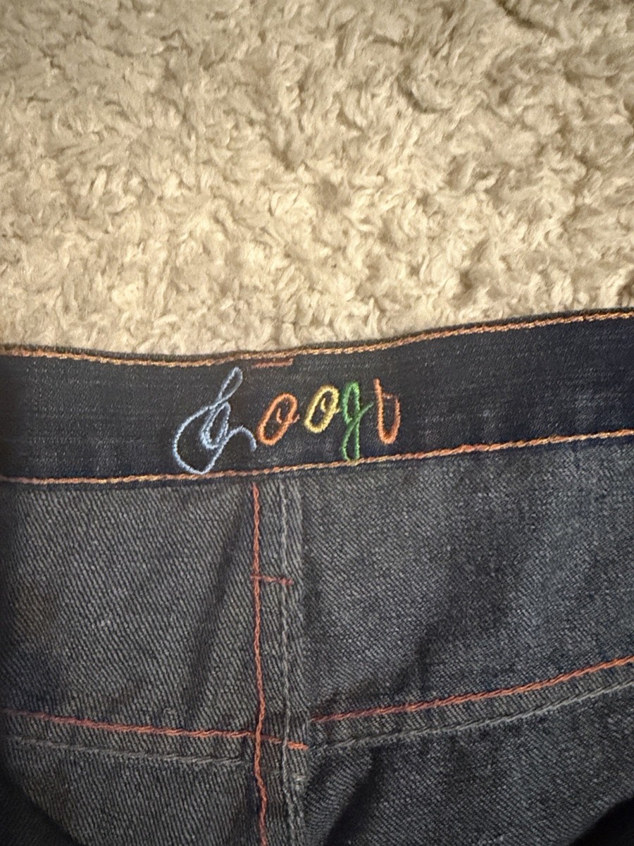 Coogi Embroidered Dark Blue Cotton Denim Straight Jeans 5-Pocket
